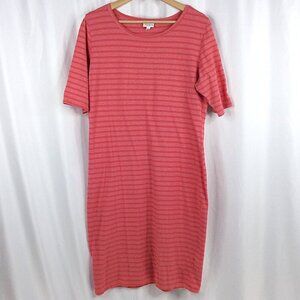 LuLaRoe Julia Midi Dress Women's Size 2XL Coral Pink Striped